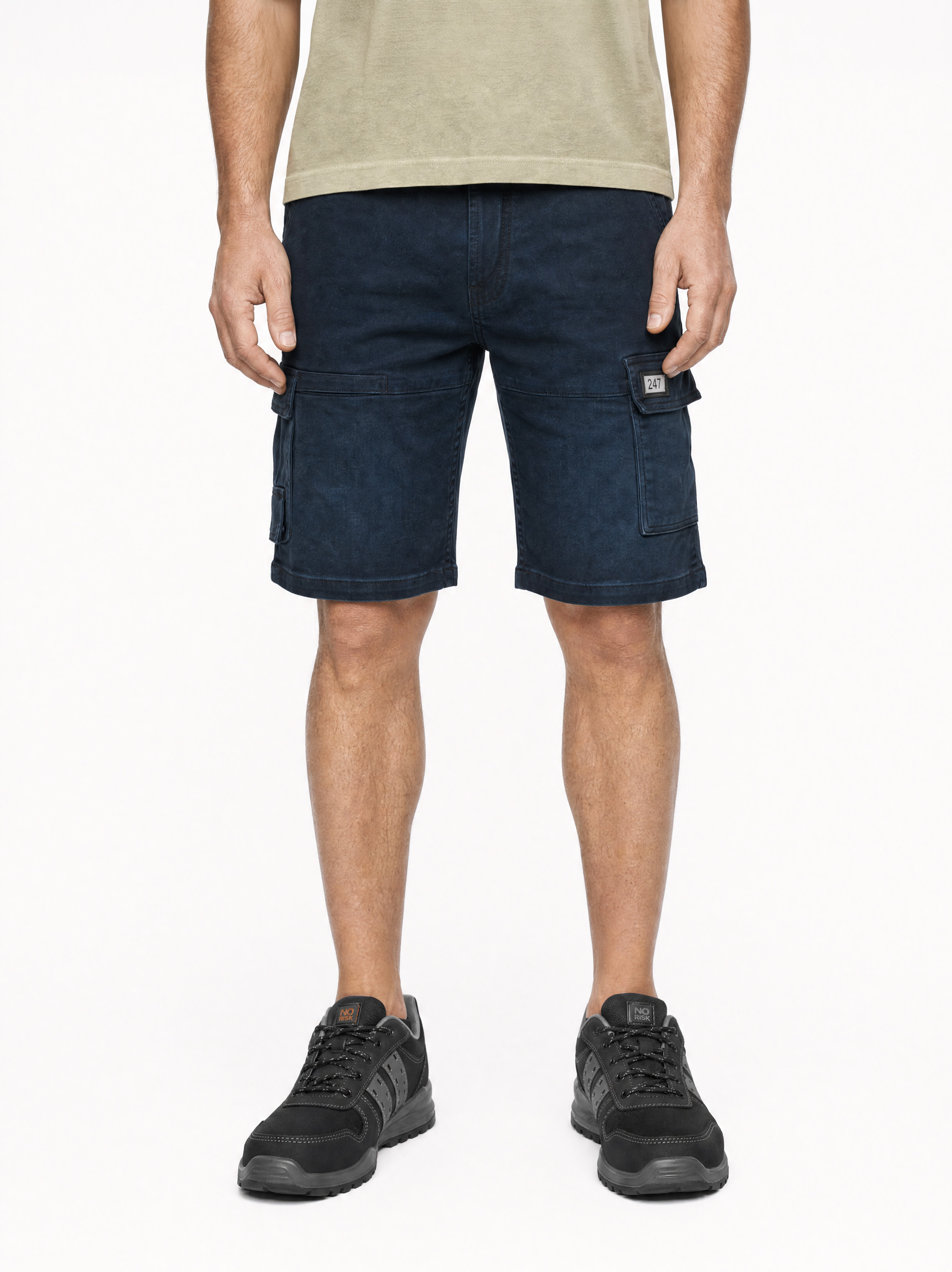 247Jeans Jaguar Short Workwear W86 Blue Black Denim - Werk Jeans - Werkspijkerbroek