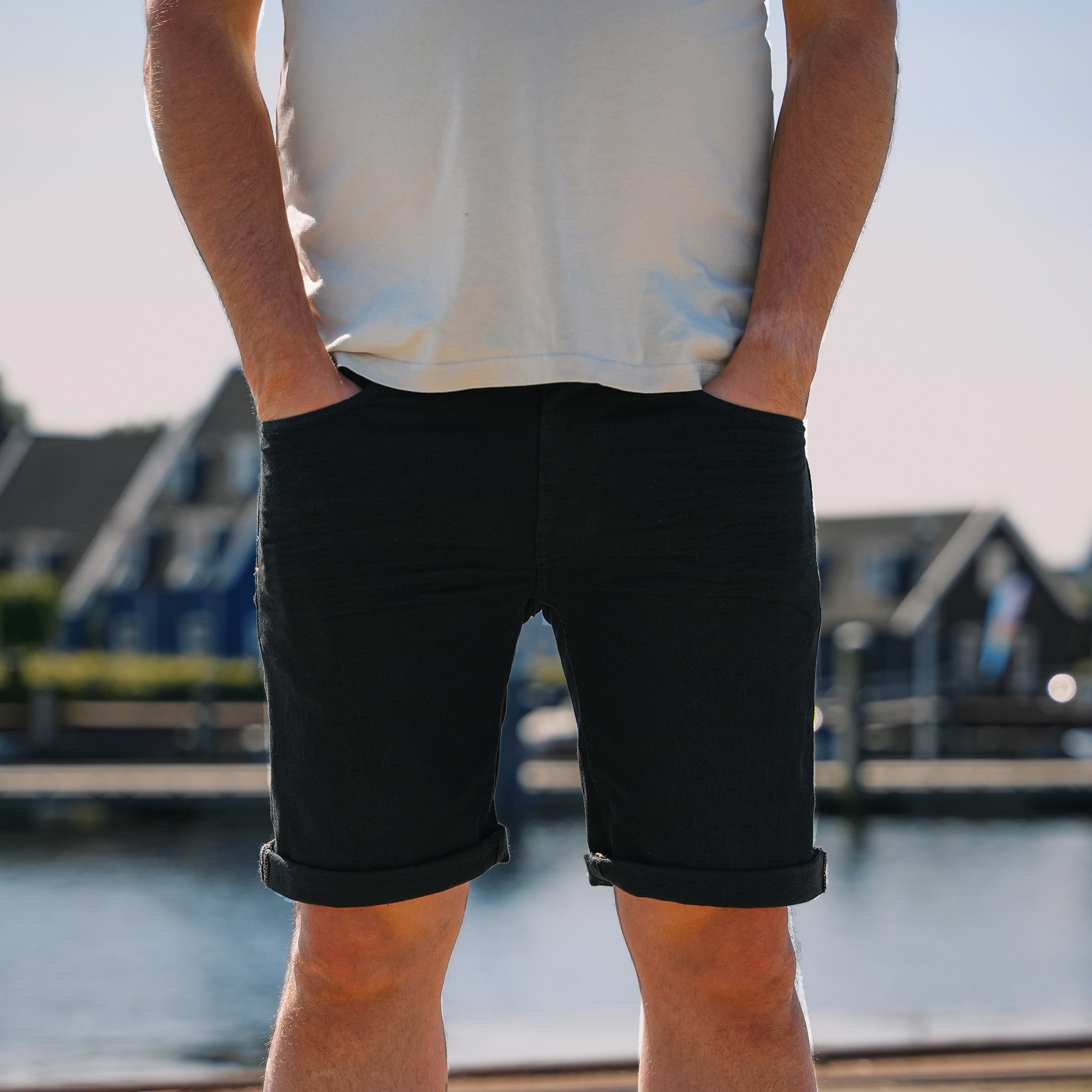 247Jeans Palm Slim Short SH01 Black Denim Used